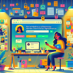Illustration of Login screen with 2FA and secure access visuals in a Wall with inspiration board / post-its setting, with a happy mood.