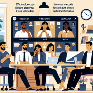 Illustration of Team on video call in a Home office setting, with a focused mood.