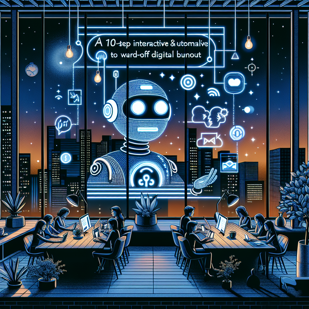 Illustration of Illustrated concept of omnichannel messaging in a Night workspace with ambient lighting setting, with a creative mood.