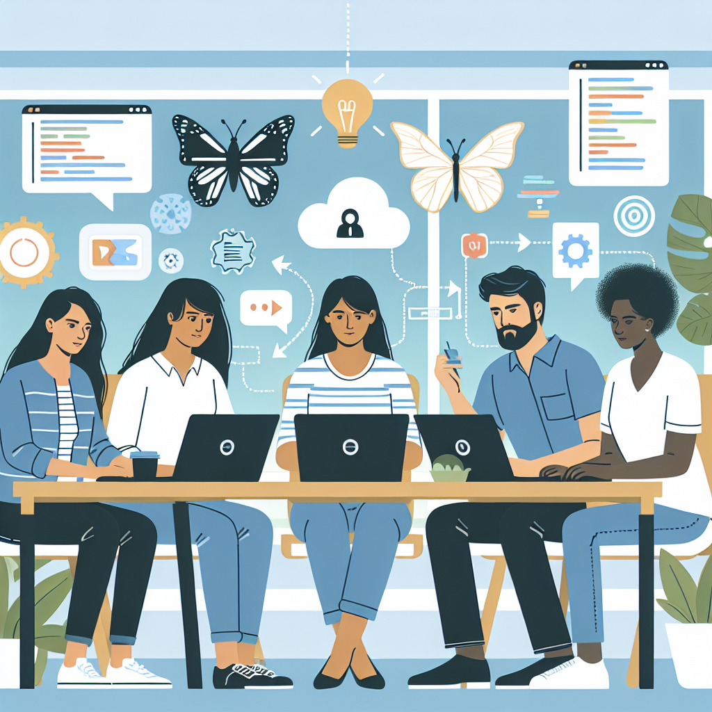 Illustration of Team on video call in a Home office setting, with a focused mood.