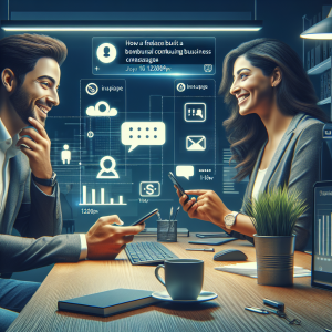 Illustration of private conversation interface demo in a modern workspace setting, with a inspired mood.