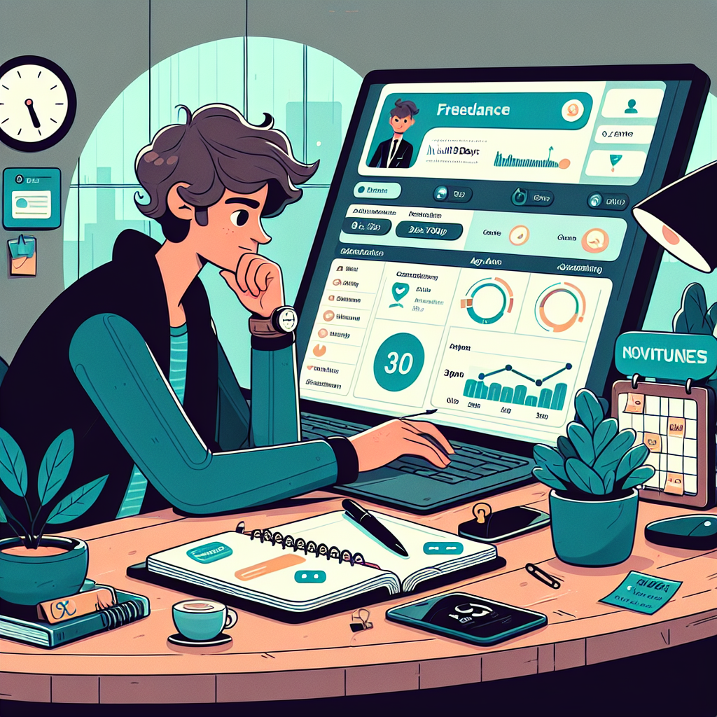 Illustration of Dashboard with chat queue and agent assignment in a Desk with planner and plants setting, with a determined mood.