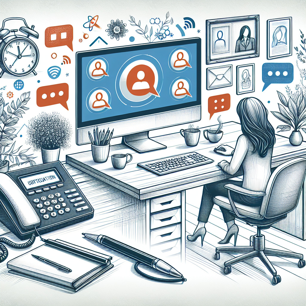 Illustration of virtual phone number concept on screen in a home office desk setting, with a focused mood.