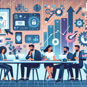 Illustration of Team on video call in a Home office setting, with a focused mood.