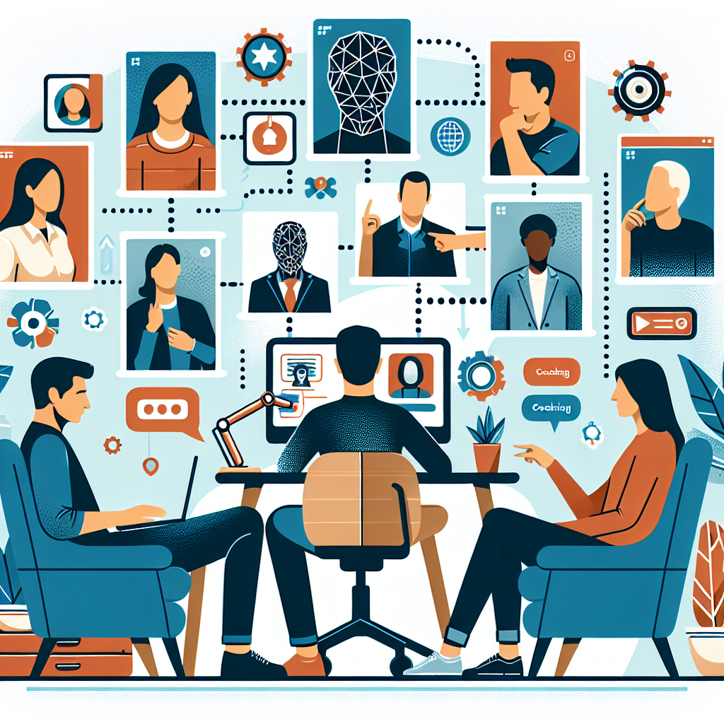 Illustration of Team on video call in a Home office setting, with a focused mood.