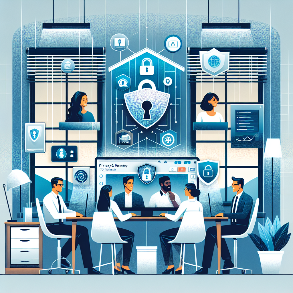 Illustration of Team on video call in a Home office setting, with a focused mood.