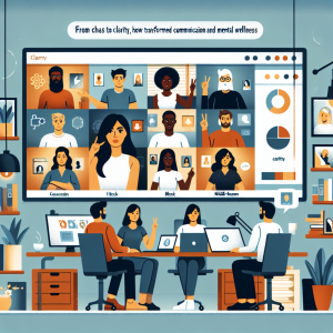 Illustration of Team on video call in a Home office setting, with a focused mood.