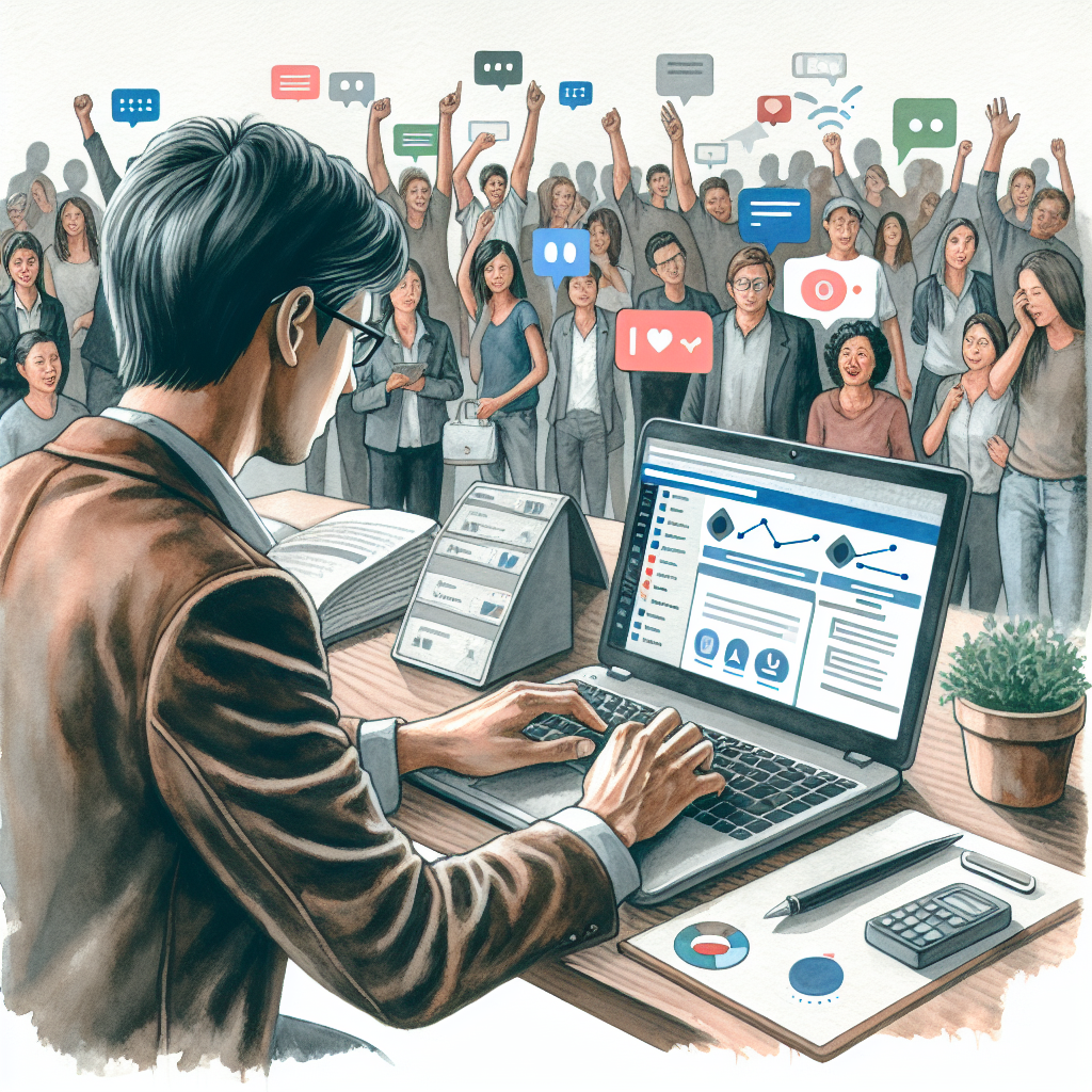 Illustration of Freelancer using laptop with messaging dashboard in a mic setting, with a determined mood.