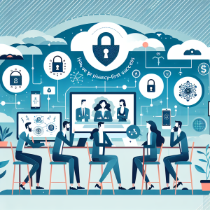 Illustration of Team on video call in a Home office setting, with a focused mood.