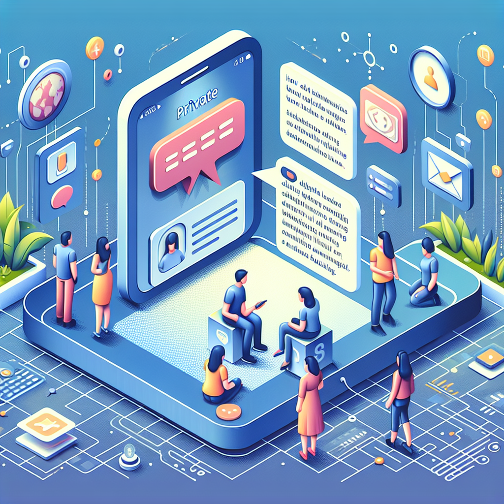 Illustration of private conversation interface demo in a abstract tech patterns setting, with a focused mood.