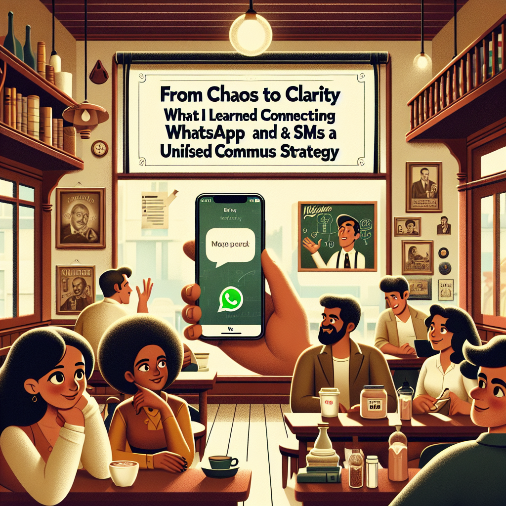 Illustration of virtual phone number concept on screen in a coffee shop setting setting, with a inspired mood.