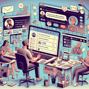 Illustration of private conversation interface demo in a clean digital dashboard setting, with a inspired mood.