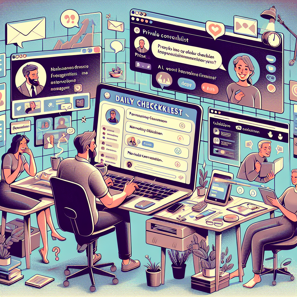 Illustration of private conversation interface demo in a clean digital dashboard setting, with a inspired mood.