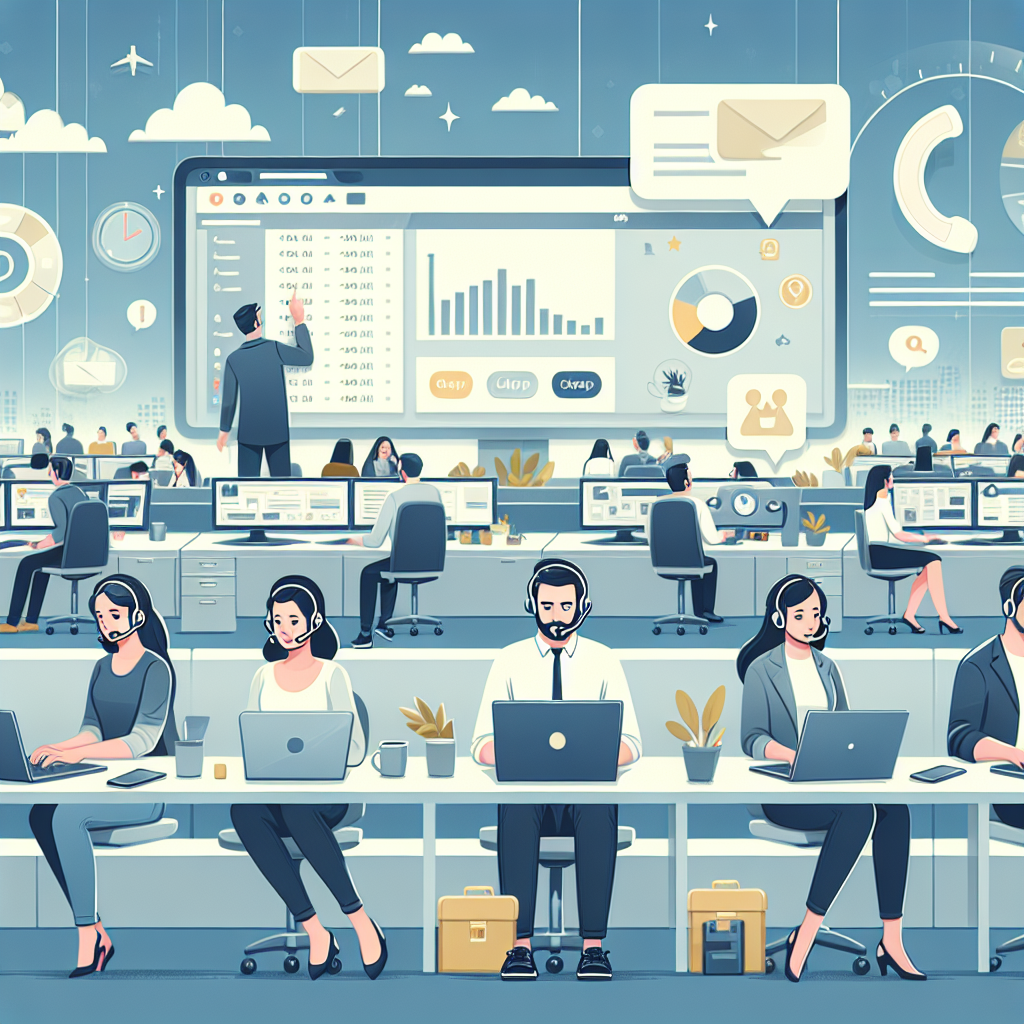 Illustration of laptop displaying unified inbox in a modern workspace setting, with a focused mood.