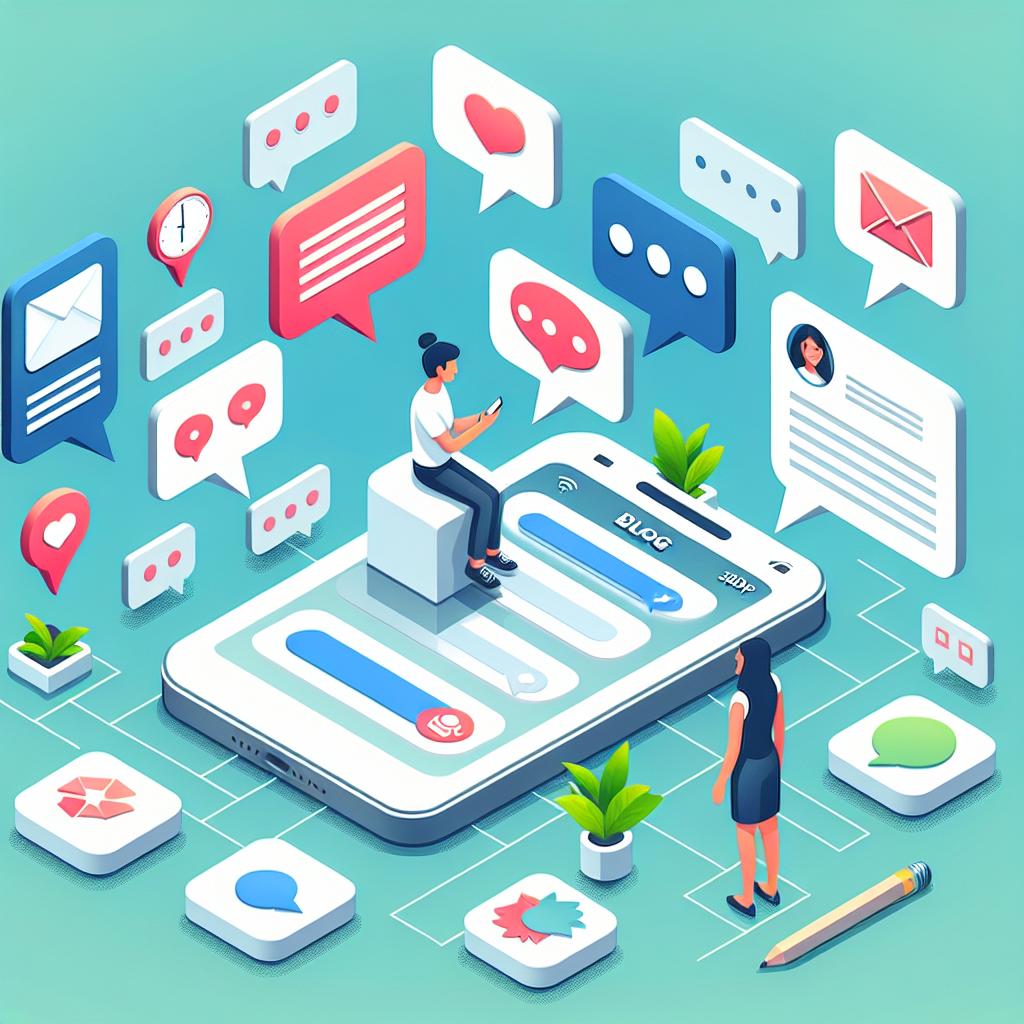 Illustration of user texting with multiple chat bubbles in a minimal app interface setting, with a happy mood.