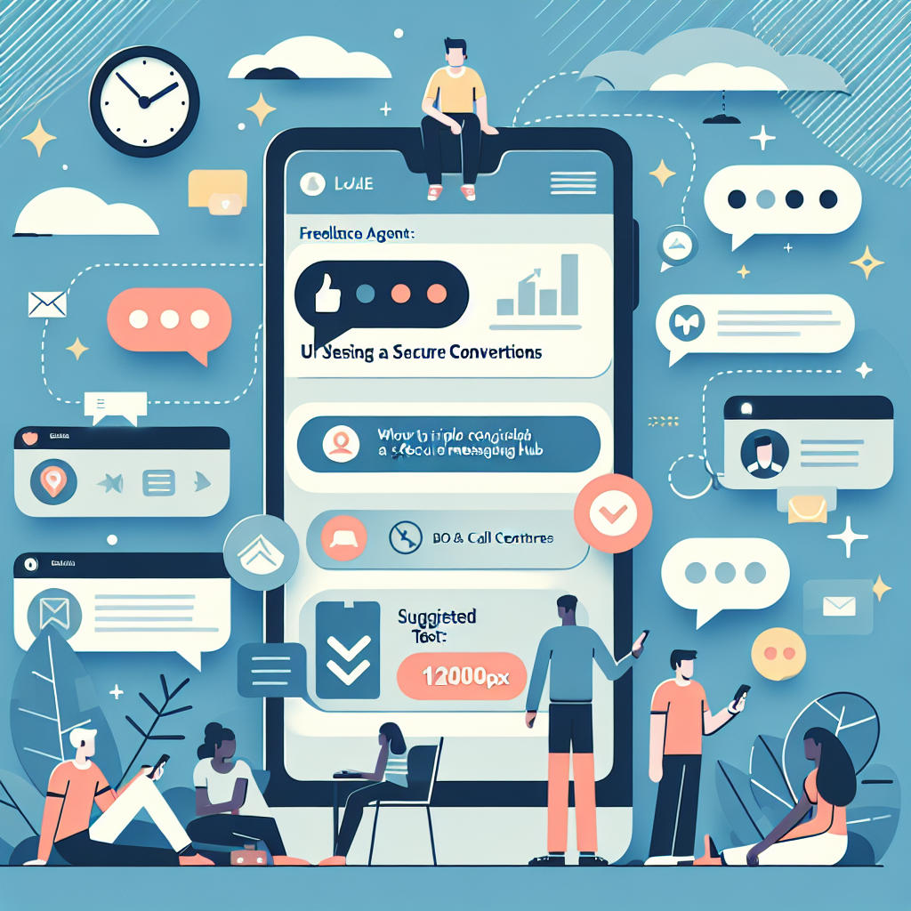 Illustration of smartphone with messaging apps open in a minimal app interface setting, with a determined mood.