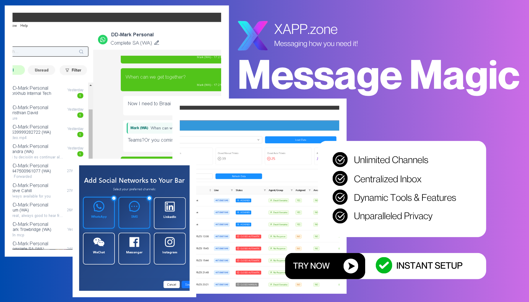 Unified Inbox Dashboard with Multi-Channel Icons