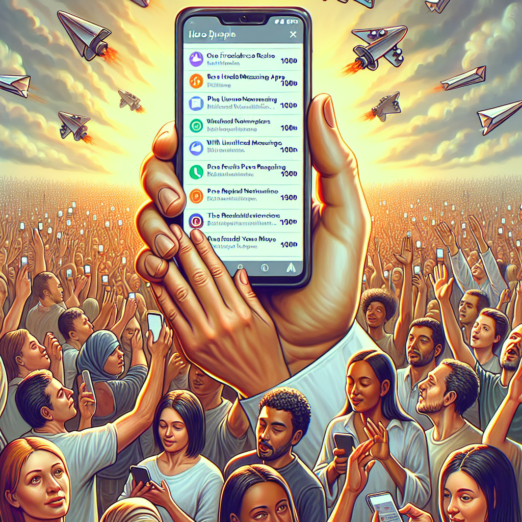 Illustration of hand holding phone with notifications in a minimal app interface setting, with a focused mood.