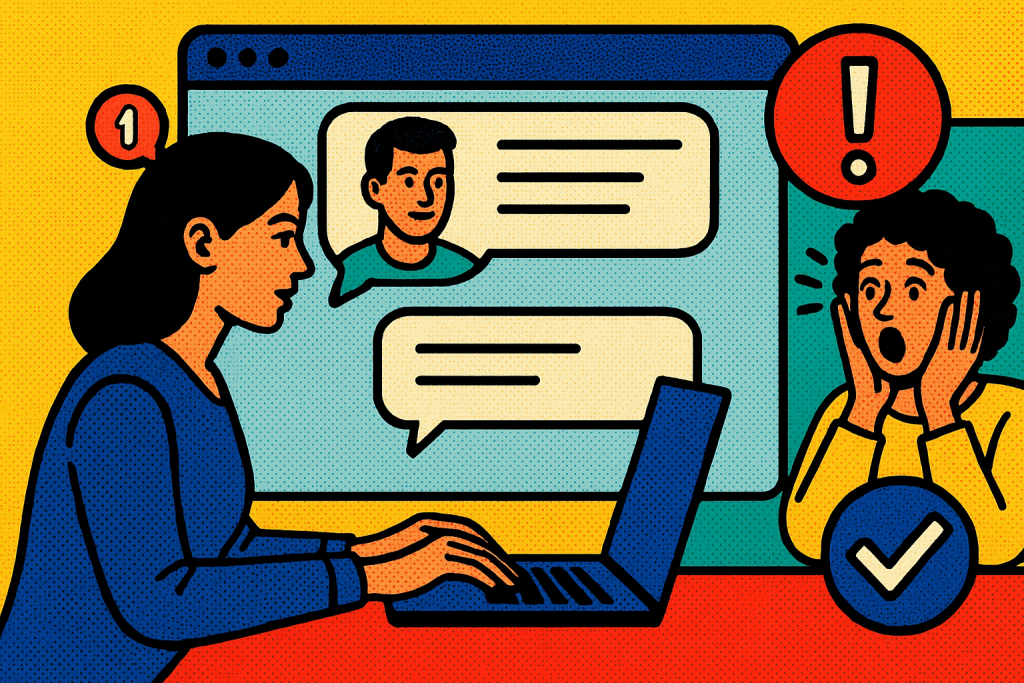 Illustration of private conversation interface demo in a clean digital dashboard setting, with a focused mood.